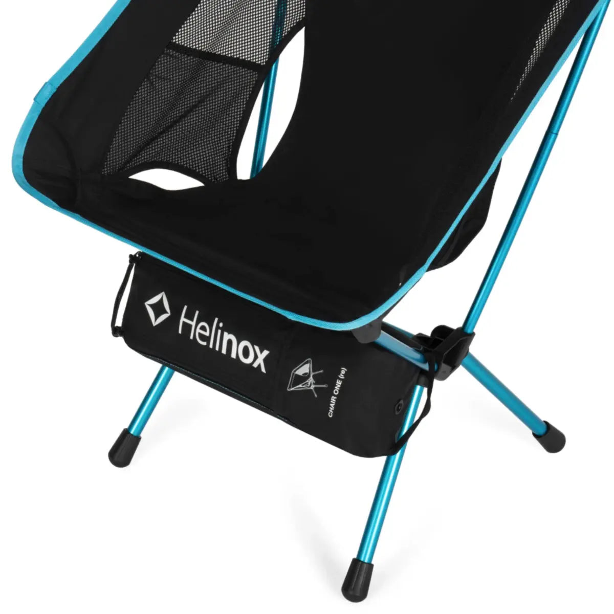Helinox Chair One (RE) Lightweight Camping Chair - Black with Cyan Blue Frame