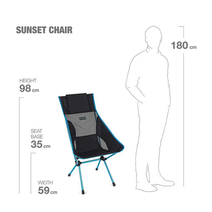 Helinox Sunset Chair - Lightweight Compact Camp Chair - Black / Cyan Blue Frame