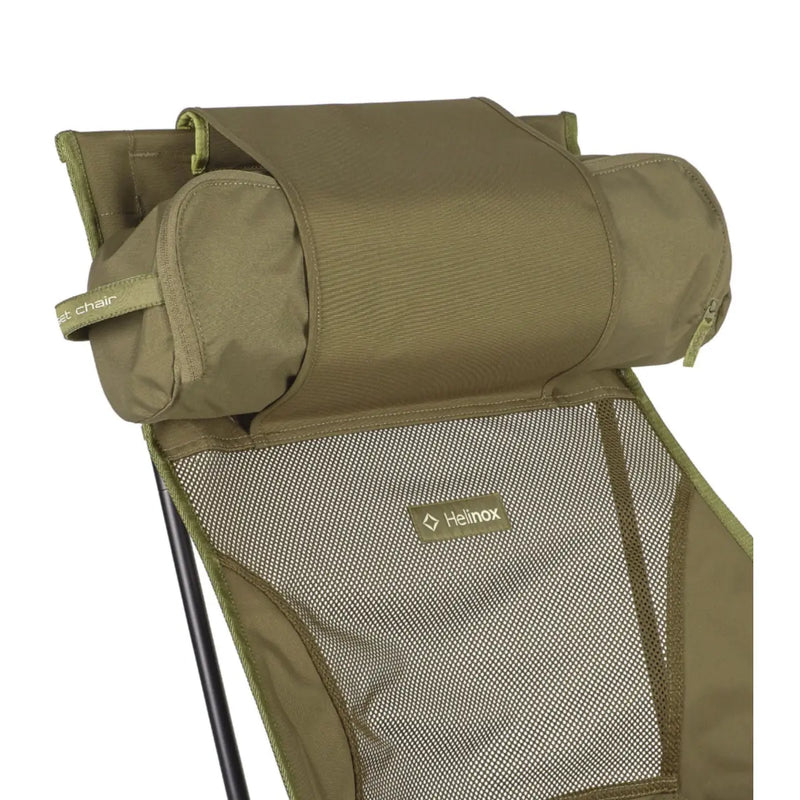 Adjustable headrest design allows for pillow placement