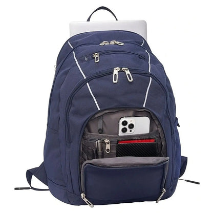 Front organiser pocket with multiple storage pockets, pen slots, zip pocket etc