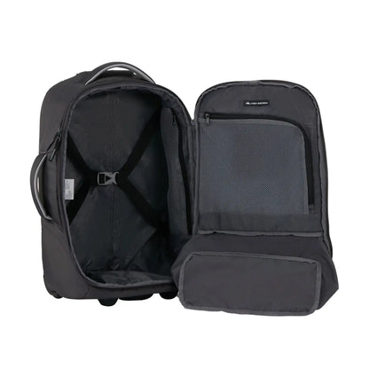 Internal hold down straps and mesh pocket in main section to assist with packing