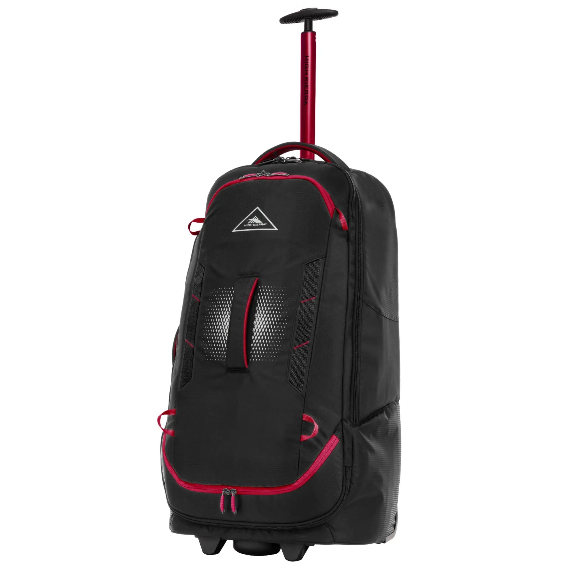 High Sierra Composite V4 76 cm Wheeled Duffle with Hidden Backpack Straps - Black / Red