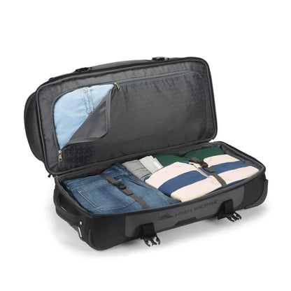 Drop bottom compartment with garment straps