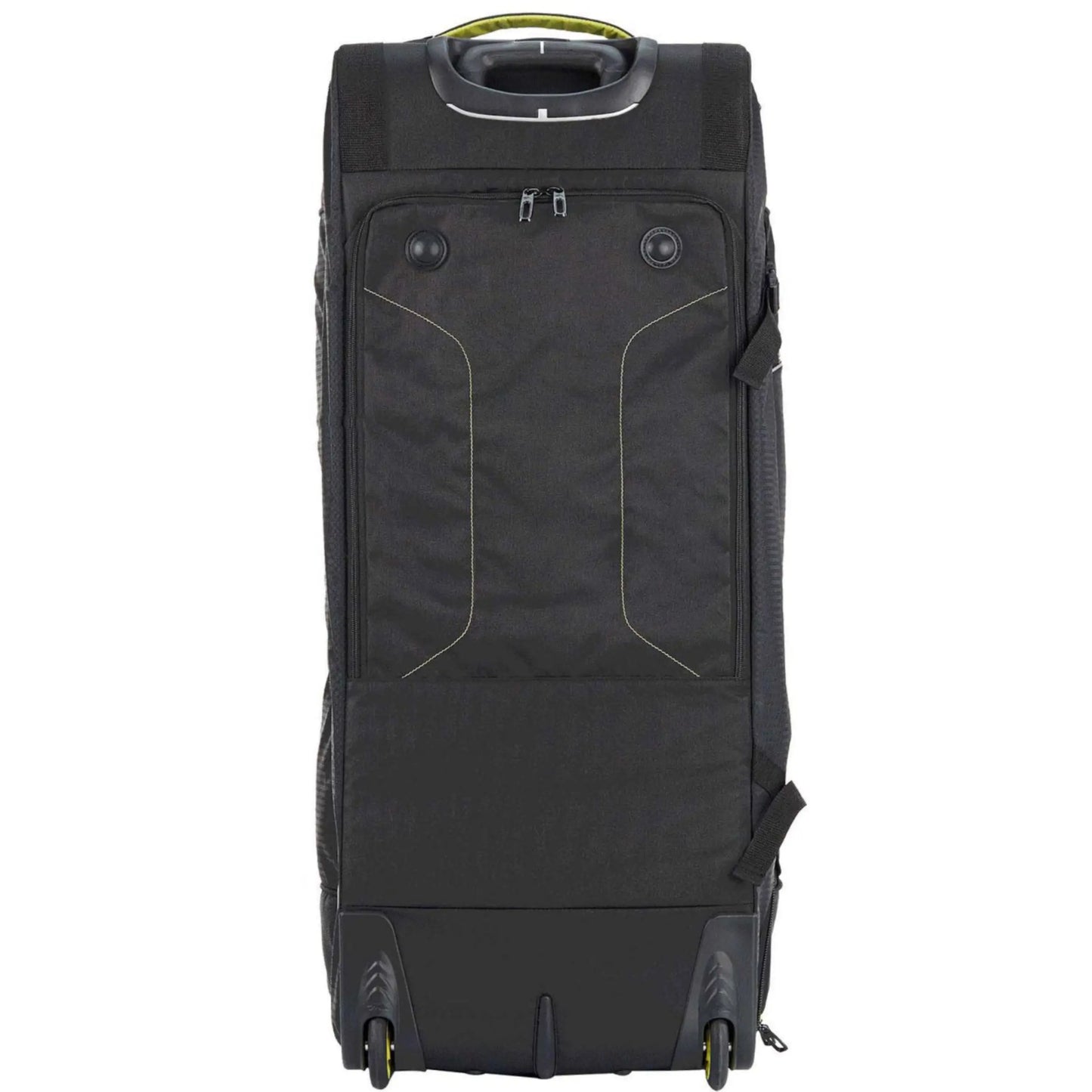 Mesh padded shoulder straps store behind a zippered back panel