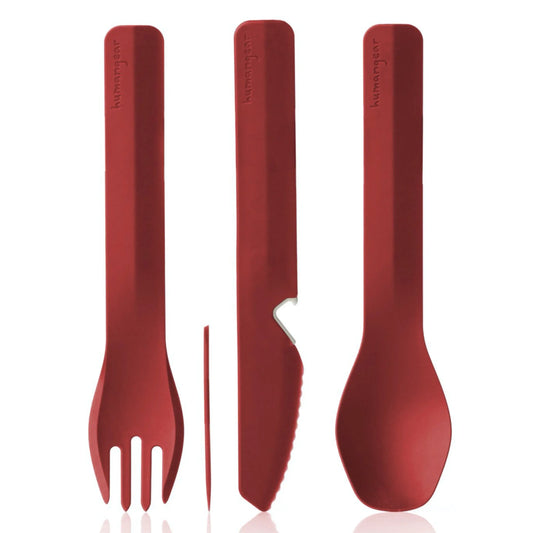 Humangear GoBites Trio Travel Cutlery Set inc Toothpick and Bottle Opener : Red