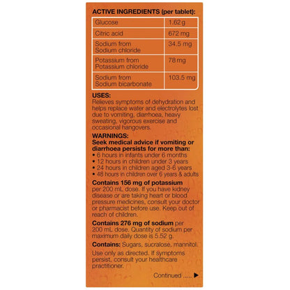 Hydralyte Effervescent Electrolyte Tablets Orange - 10 Pack