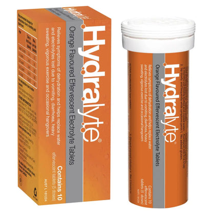 Hydralyte Effervescent Electrolyte Tablets Orange - 10 Pack