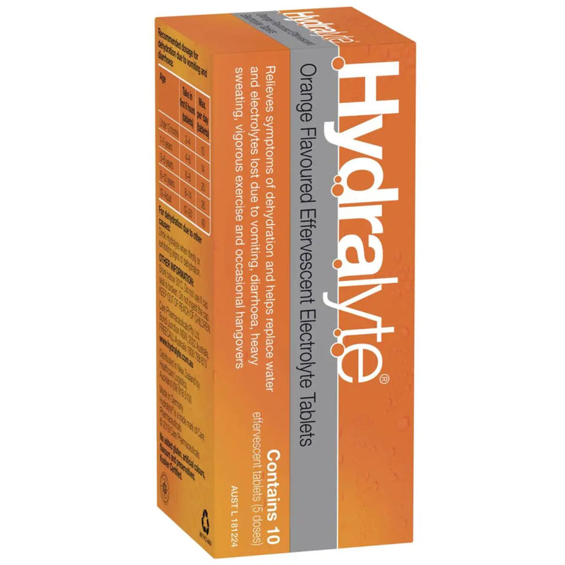 Hydralyte Effervescent Electrolyte Tablets Orange - 10 Pack