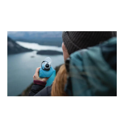 Made for drinking during activity with an easy open cap cover and self-sealing silicone nozzle