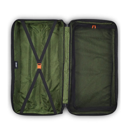 Equipped with tie-down straps on the deep side, a spacious lined pocket, and a zippered mesh pocket on the lid