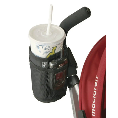 Non-slip, adjustable strap attaches to diagonal stroller bars