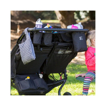 Attaches to all types of double side by side stroller