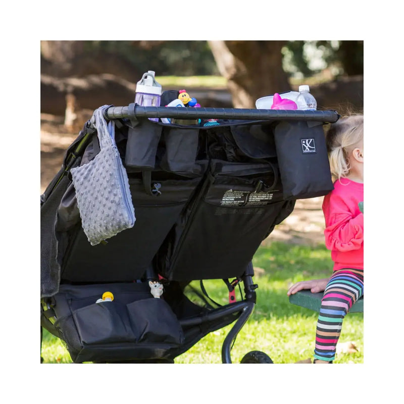 Attaches to all types of double side by side stroller