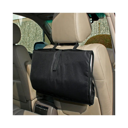 Diapering Station attaches to car headrest