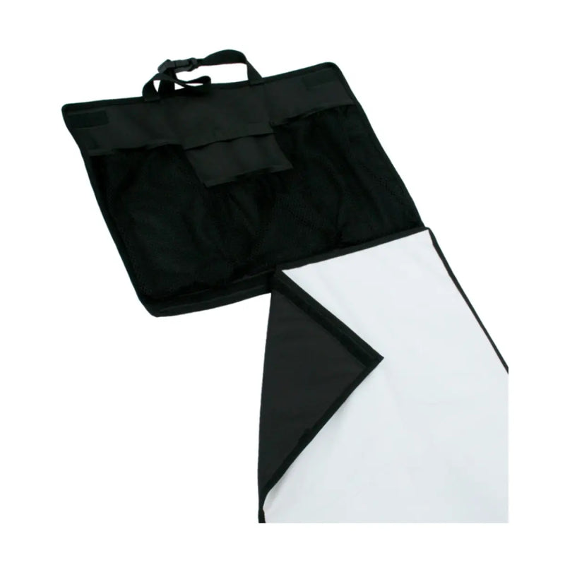 Changing pad also detaches from pocket panel and folds for use in diaper bag