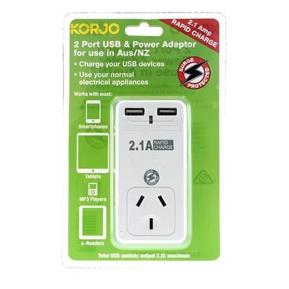 2 Port USB & Power Adaptor - Australia : Korjo