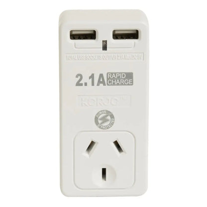 Korjo 2 Port USB Charger and Power Adaptor - UK and Australia
