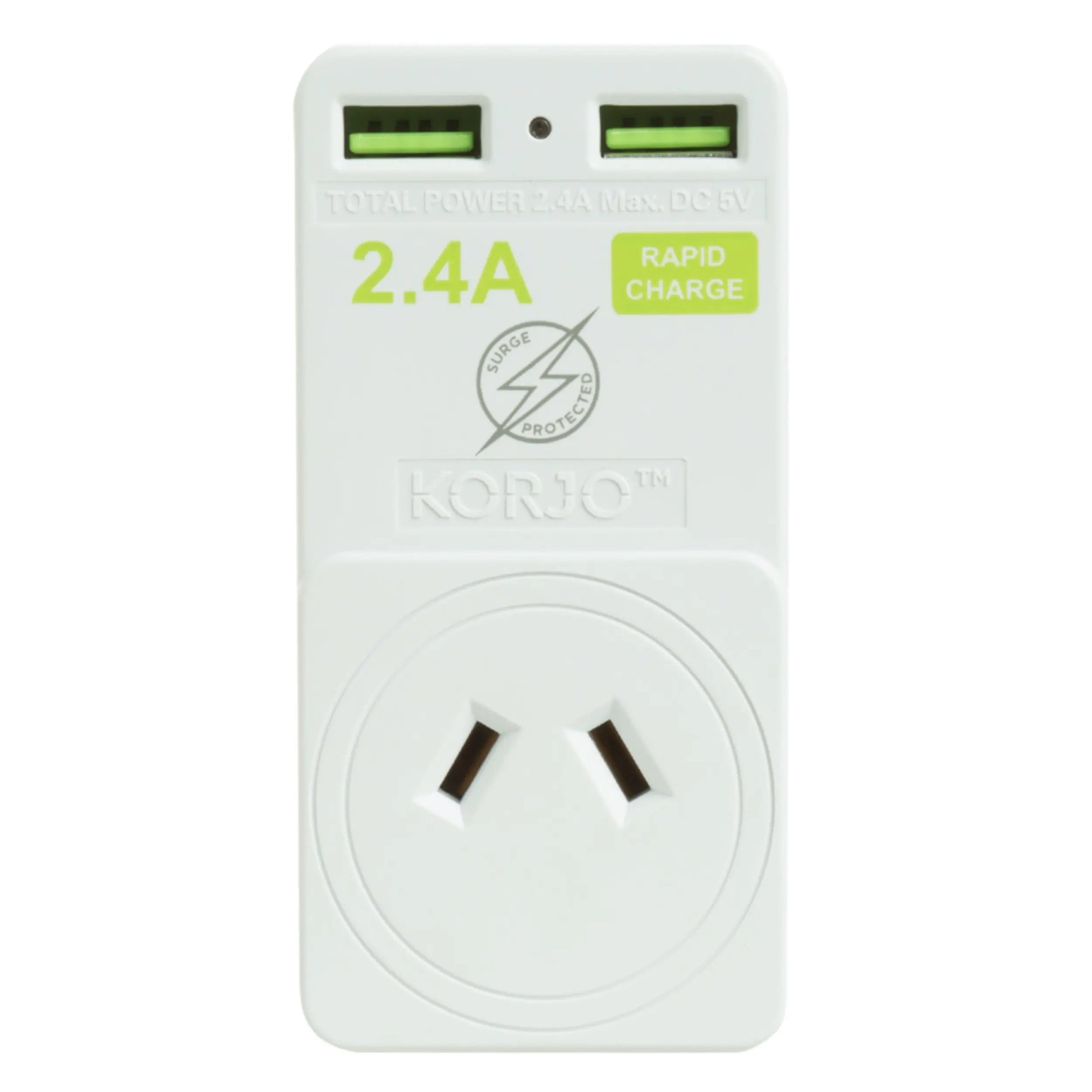 Korjo 2 Port USB Charger and Power Travel Adaptor - Europe, Italy, Switzerland and Australia