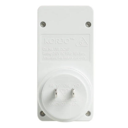 Korjo 2 Port USB Charger and Power Travel Adaptor - 2 Pin Japan and 2 Pin Aus / NZ