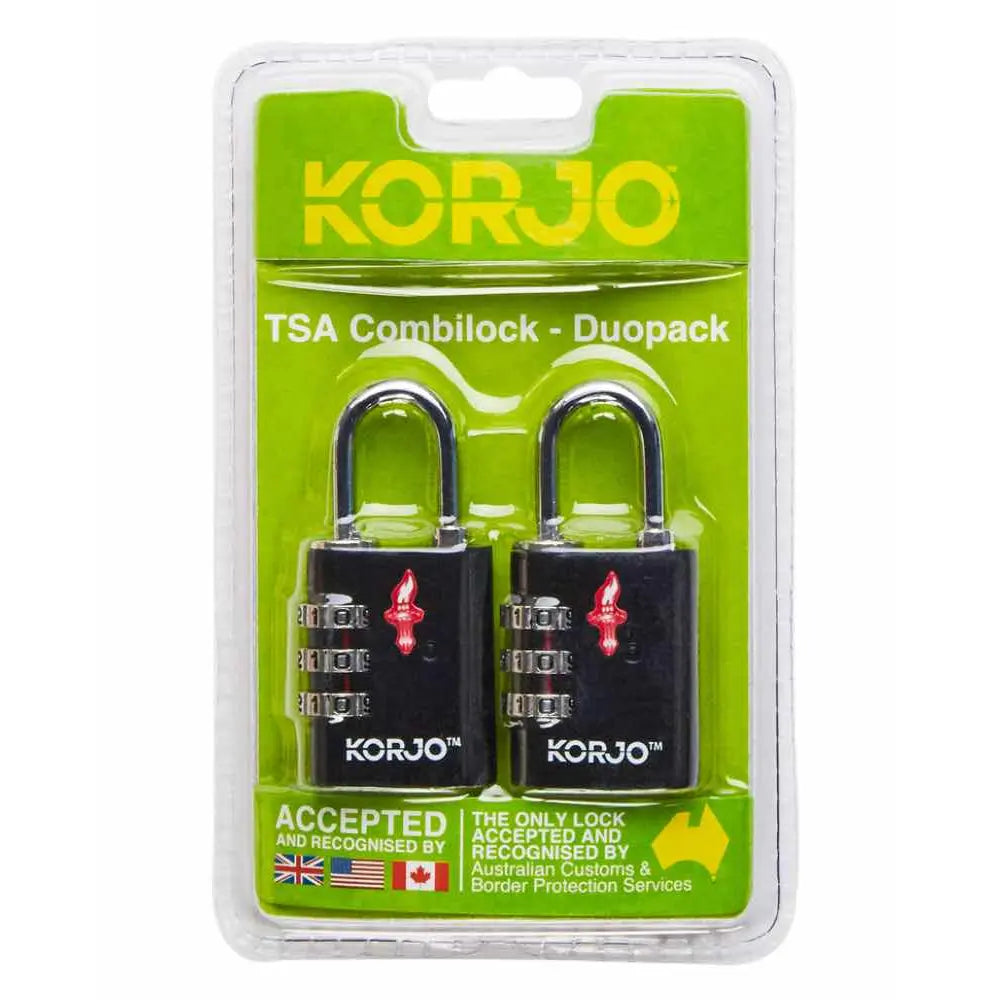 Korjo Combination Lock TSA - Duo Pack (2 Locks) - Black