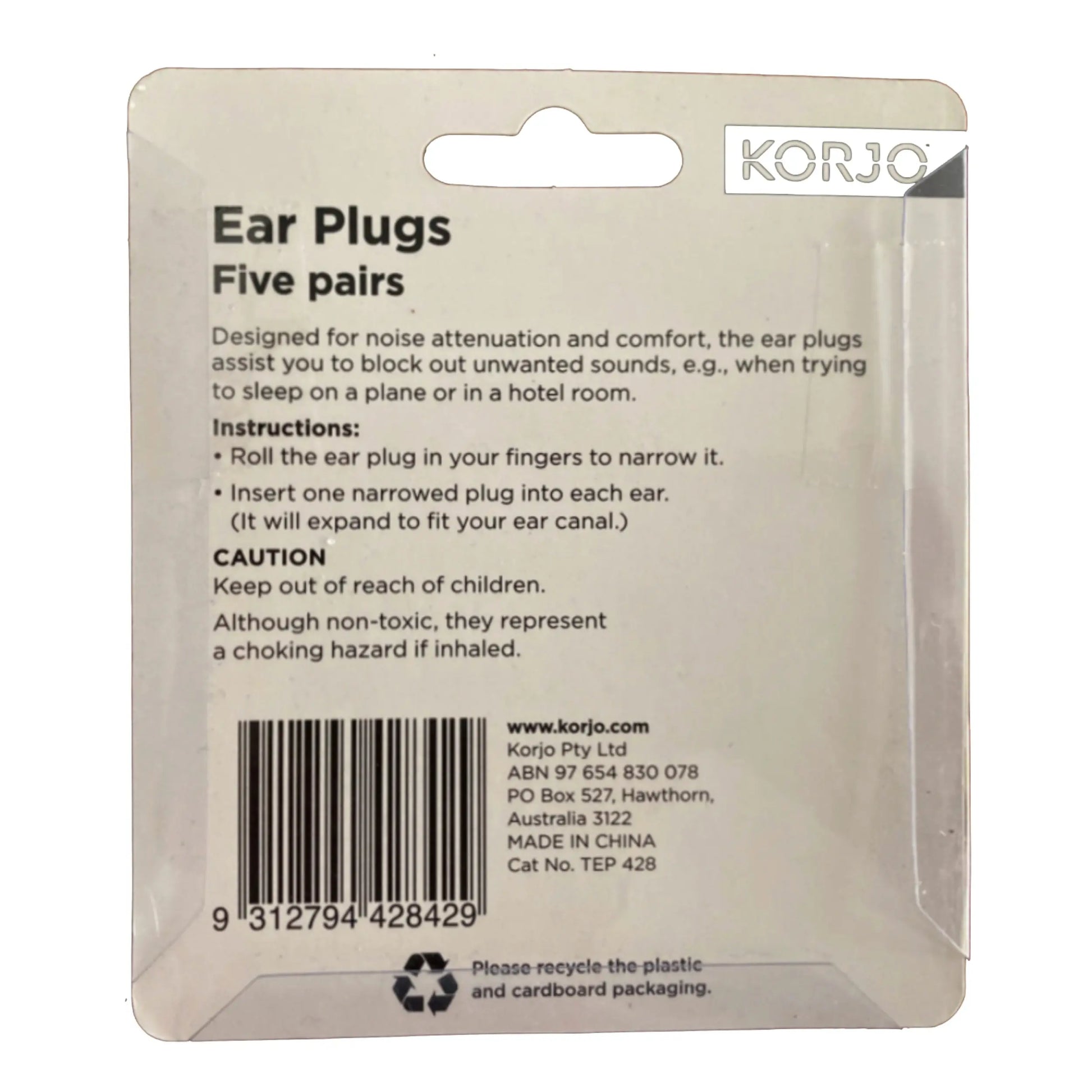 Korjo Ear Plugs : 4 Pair Pack