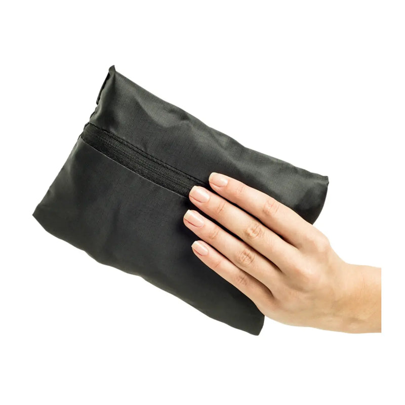 Folds away into its own pocket