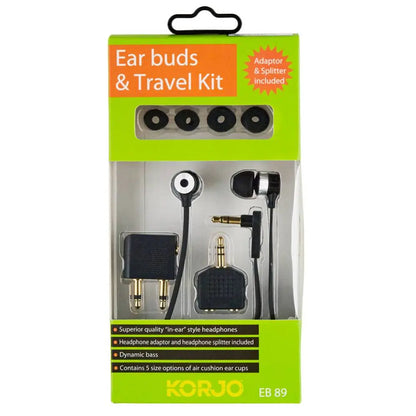 Ear buds, headphone adaptor and headphone splitter