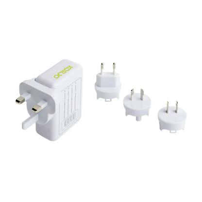 Korjo International USB Travel Adaptor : 4 USB Ports with Interchangeable Power Plugs