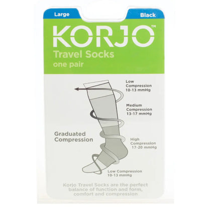 Korjo Travel Compression Socks : Large : Black