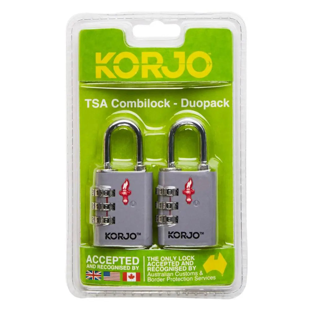 Korjo TSA Combination Lock - Duo Pack (2 Locks) - Grey