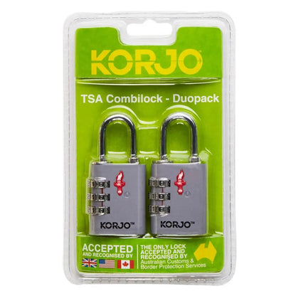 Korjo TSA Combination Lock - Duo Pack (2 Locks) - Grey