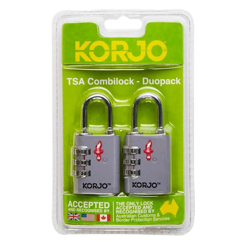 Korjo TSA Combination Lock - Duo Pack (2 Locks) - Grey