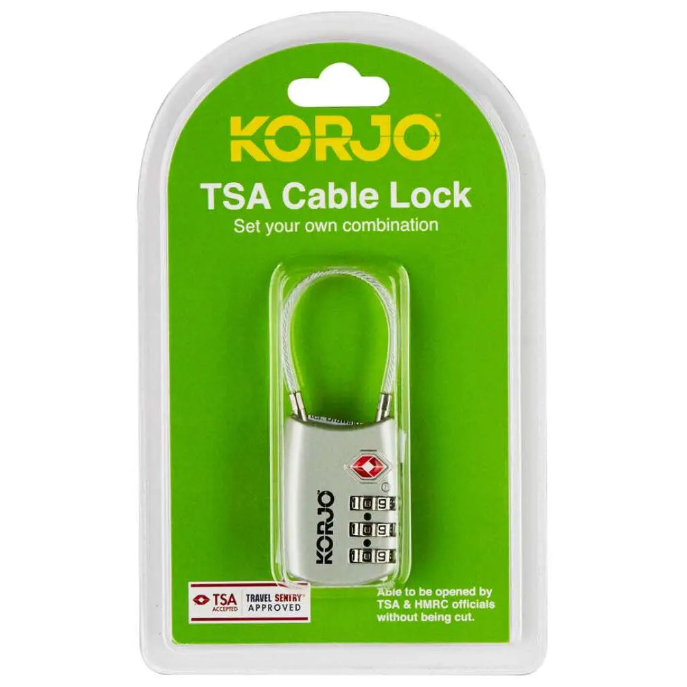 Korjo TSA Flexible Cable Combination Lock - Silver