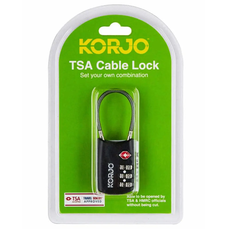 Korjo TSA Flexible Cable Combo Lock - Black