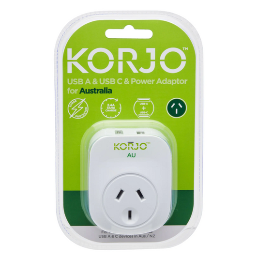  Korjo USB-C + A Charger - AUS/NZ Socket To AUS/NZ Plug - Power Adaptor