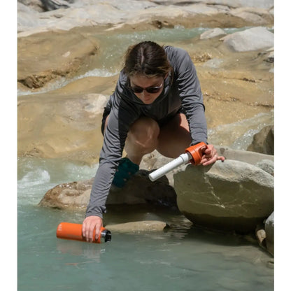 The Membrane microfilter protects against 99.999999% Bacteria (including E.coli + Salmonella), 99.999% Parasites (including Giardia and Cryptosporidium), 99.999% Microplastics, sand, dirt, and cloudiness