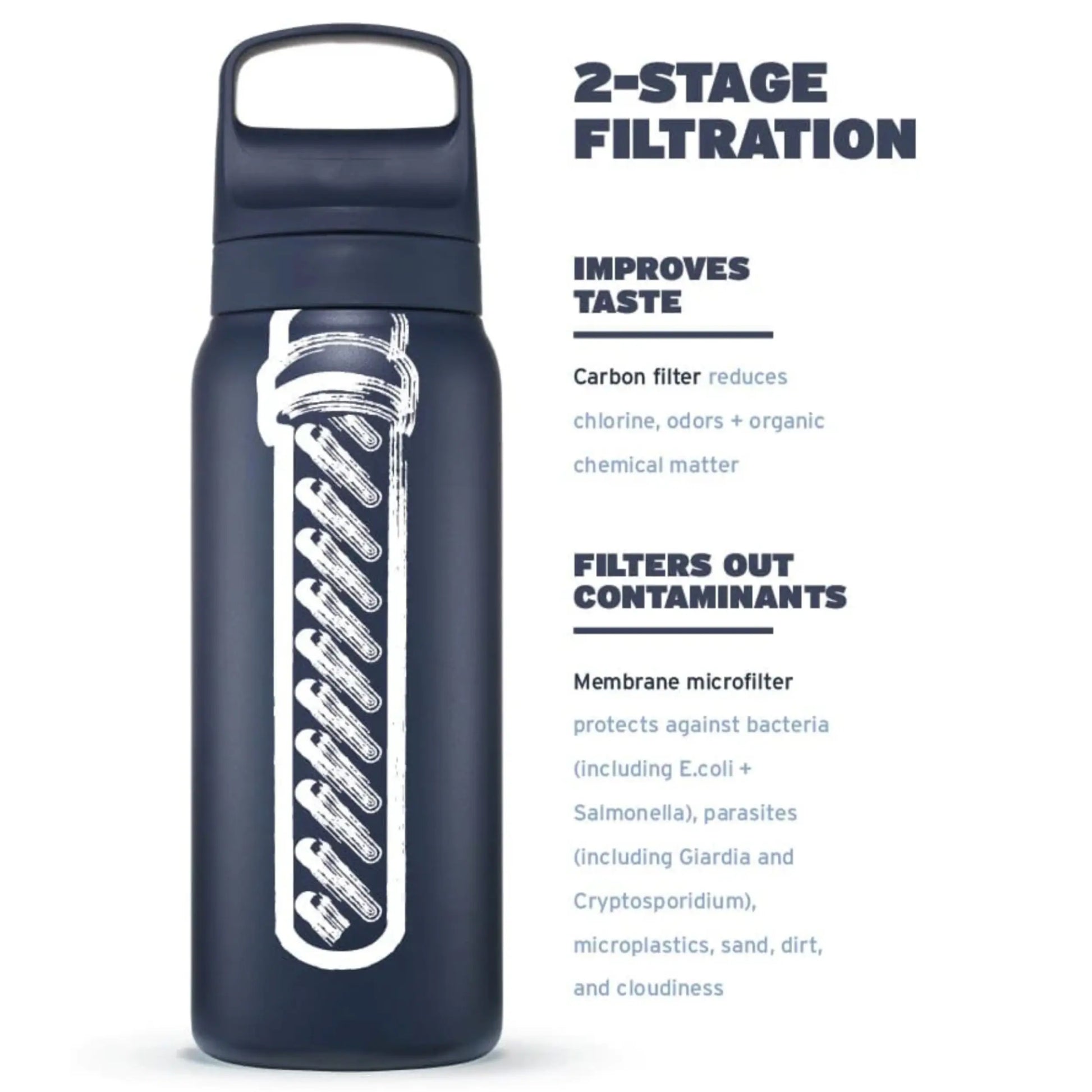 LifeStraw Go 2.0 - 700ml Stainless Steel Water Filter Bottle - Aegean Sea