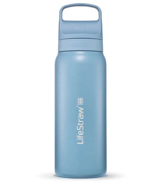 LifeStraw Go 2.0 - 700ml Stainless Steel Water Filter Bottle - Icelandic Blue