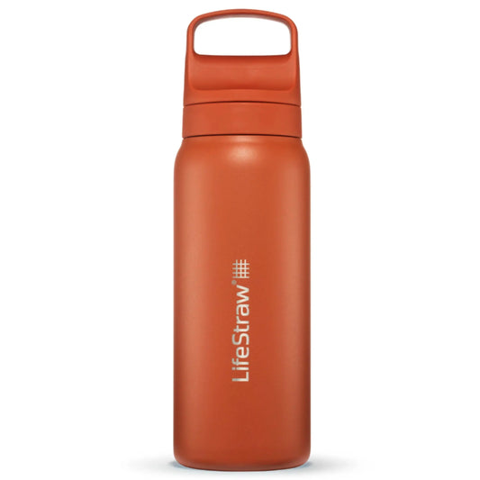 LifeStraw Go 2.0 - 700ml Stainless Steel Water Filter Bottle - Kyoto Orange