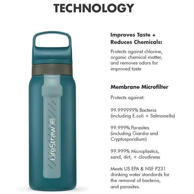 LifeStraw Go 2.0 - 700ml Stainless Steel Water Filter Bottle - Tundra