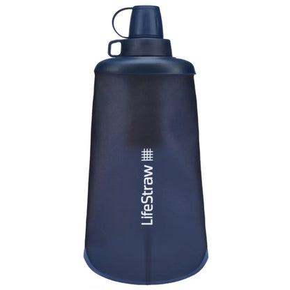 LifeStraw Peak 650ml Collapsible Squeeze Bottle with Filter - Mountain Blue