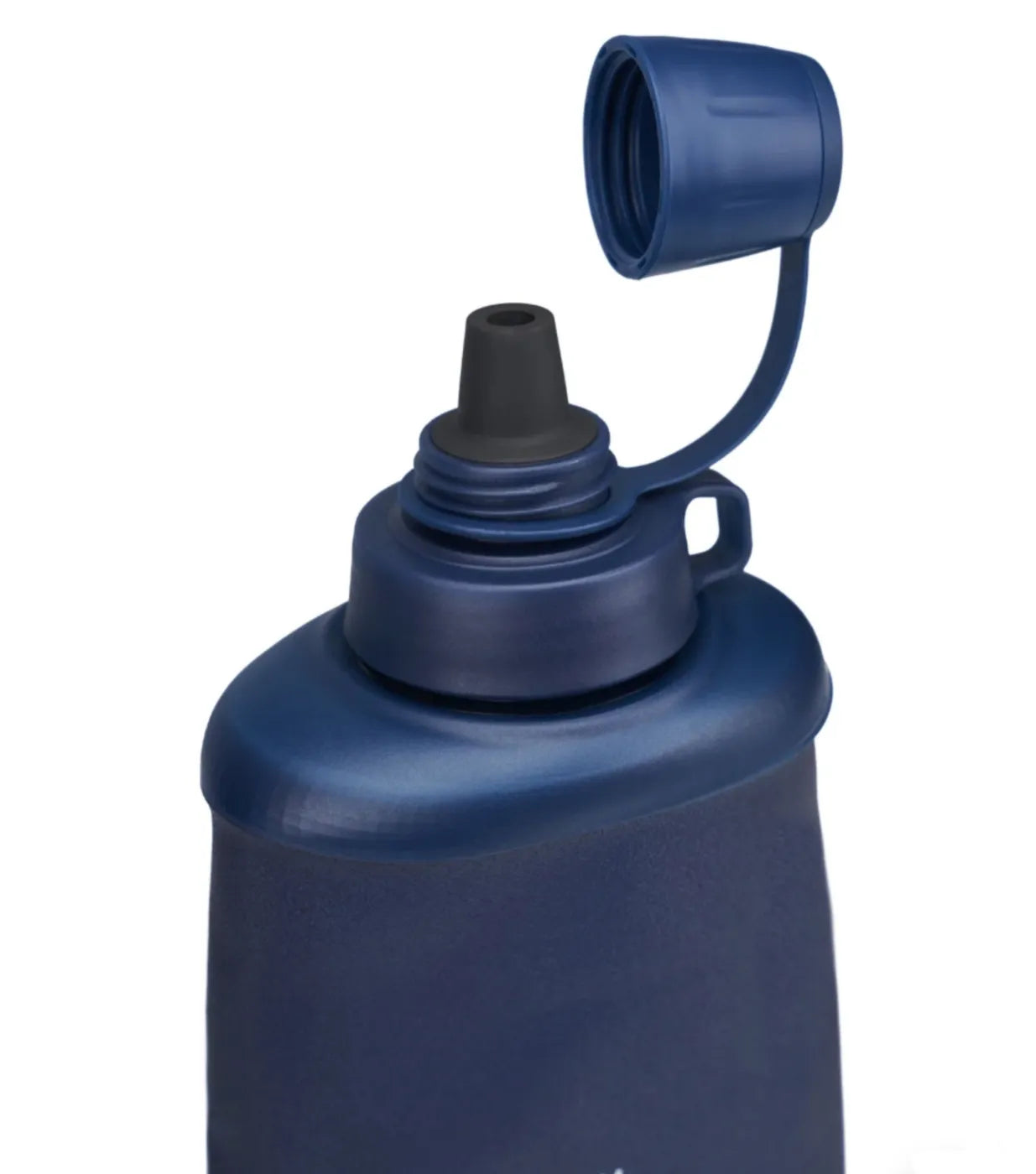 Collapsible squeeze bottle with screw-top cap and tether