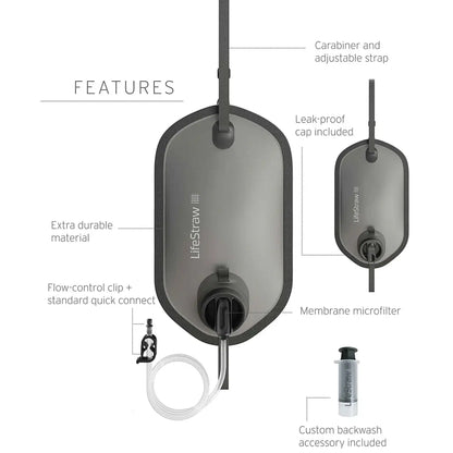 LifeStraw Peak 8L Large Capacity Gravity Water Filter System - Dark Grey