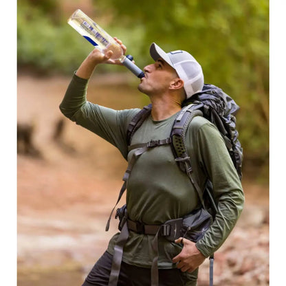 LifeStraw Peak Series Solo Water Filter is an ultra-lightweight (only 48g), compact (just 13 cm), portable water filtration device that removes bacteria, parasites, microplastics, silt, sand, and cloudiness from drinking water