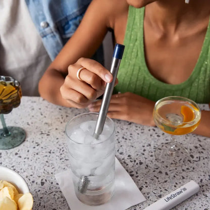 LifeStraw SIP Stainless Steel Filter Straw with Carry Case - Midnight Blue