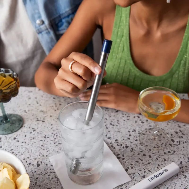LifeStraw SIP Stainless Steel Filter Straw with Carry Case - Midnight Blue