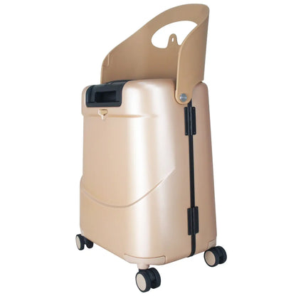 Built in seat back great for multi use: child riding, portable seat for adults, bag storage