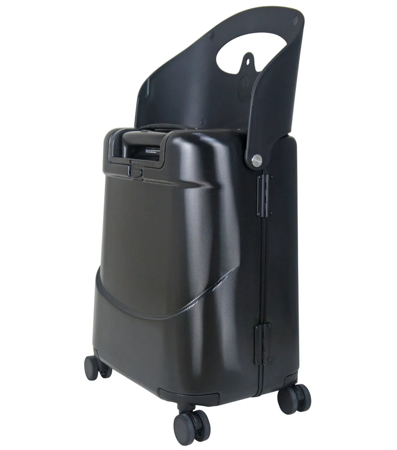 Built in seat back great for multi use: child riding, portable seat for adults, bag storage