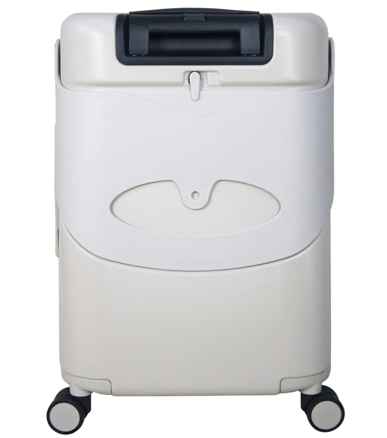 MiaMily mist grey 48 cm carry on luggage with portable seat and durable plastic material, black handle and wheels