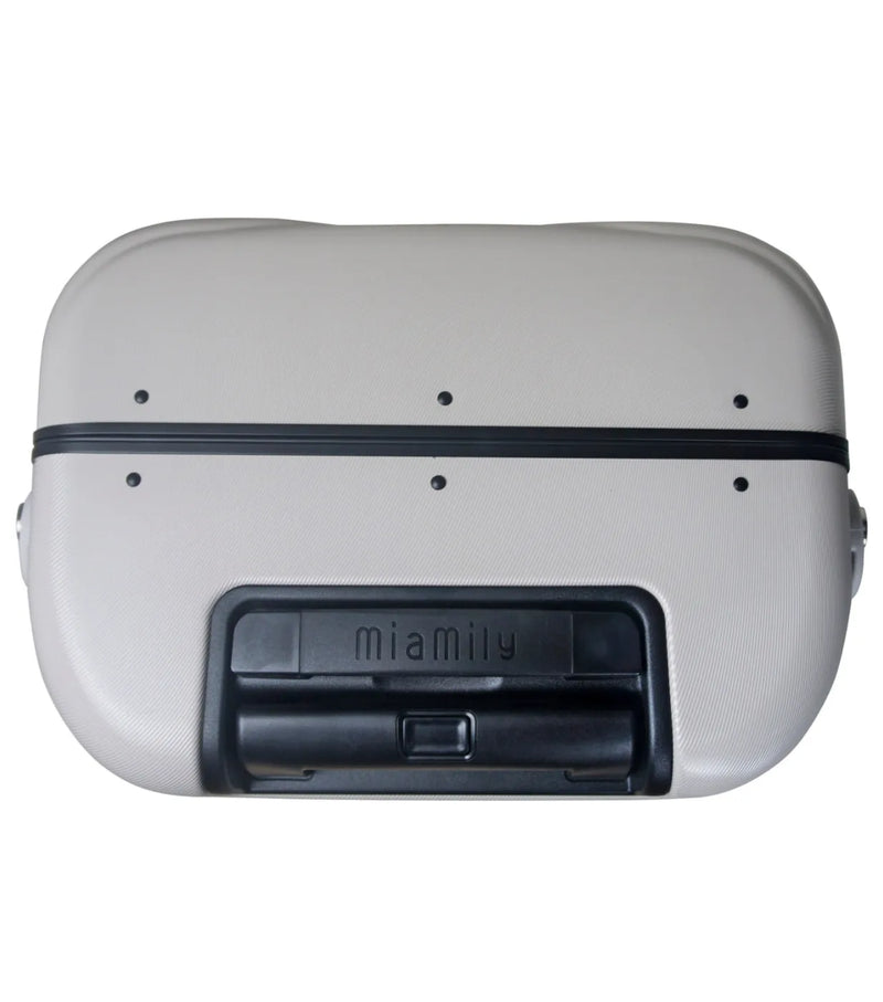 MiaMily mist grey 48 cm ride-on carry on luggage with black handle and portable seat for easy travel